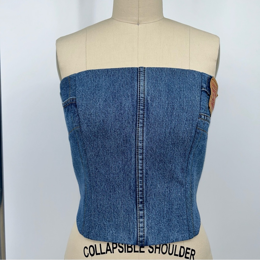 Reworked Levi's Patchwork Denim Corset Size Medium - Medium Wash Denim